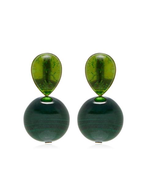 Jennifer Behr Allison 18K Gold-Plated Citrine And Malachite Earrings
