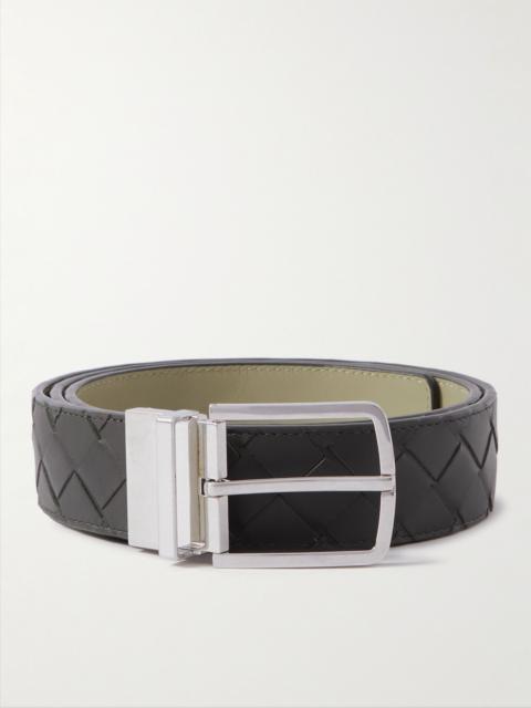 Bottega Veneta 3.5cm Reversible Intrecciato Leather Belt Dark green