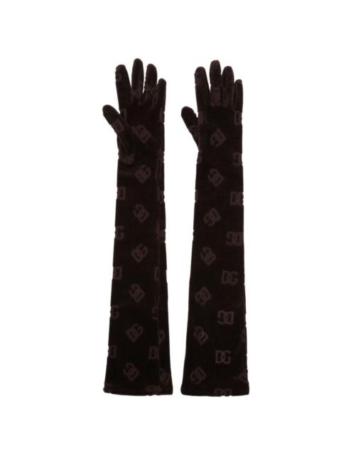 logo-debossed cotton gloves