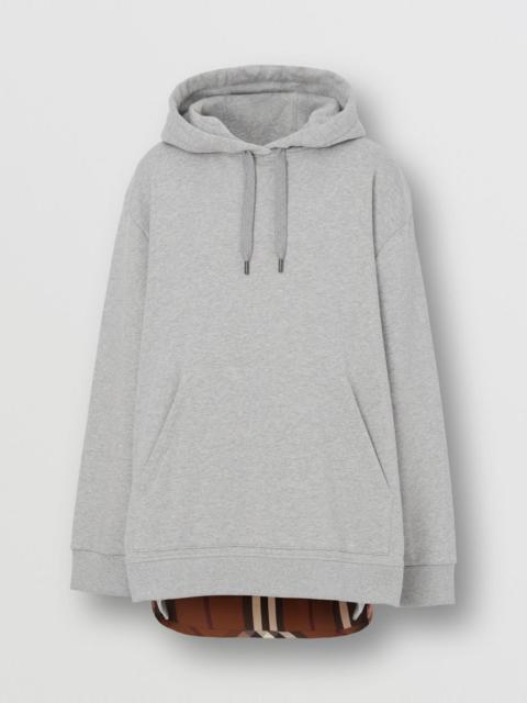 Burberry Check Panel Cotton Oversized Hoodie