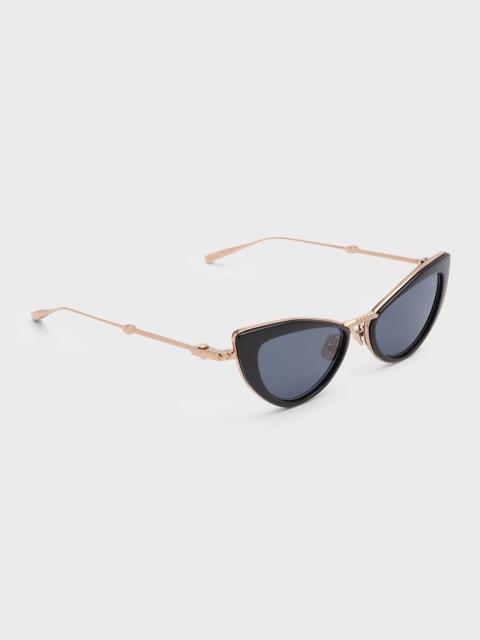 Valentino VIII Titanium & Acetate Cat-Eye Sunglasses
