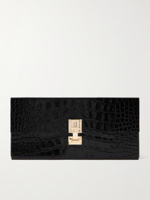 TOM FORD Glossed Croc-effect Leather Clutch