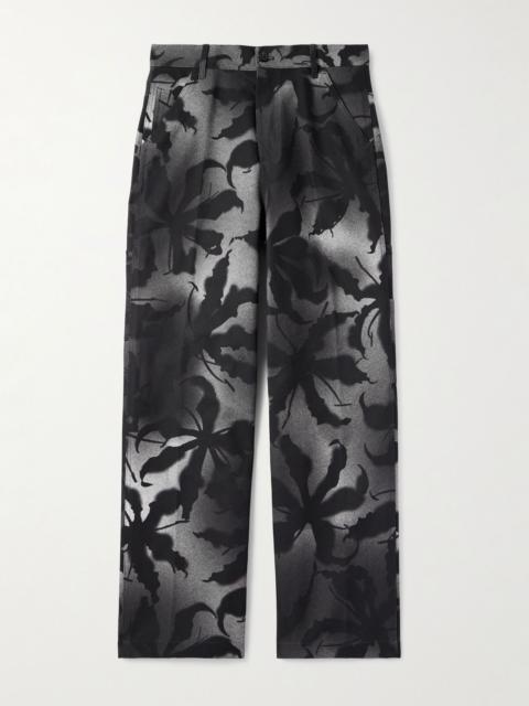 Dries Van Noten Straight-Leg Floral-Print Cotton Trousers Black