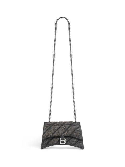BALENCIAGA Women's Crush Xs Chain Bag Quilted Denim in Black