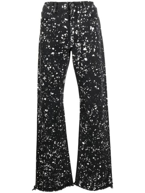 paint splatter print jeans