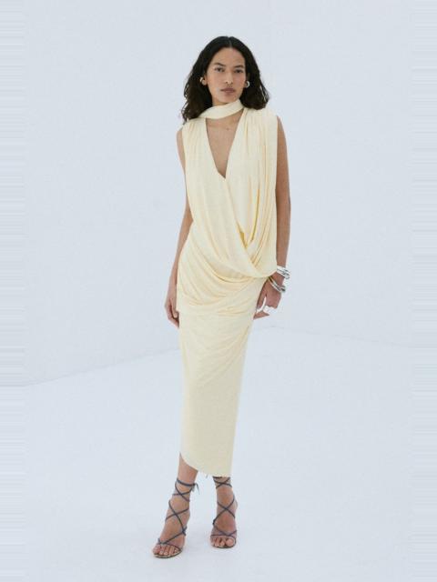 De La Vali ALMA MIDI DRESS IN CREAM SPANDEX JERSEY