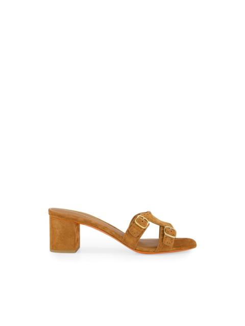 Santoni double-buckle suede high heel sandals