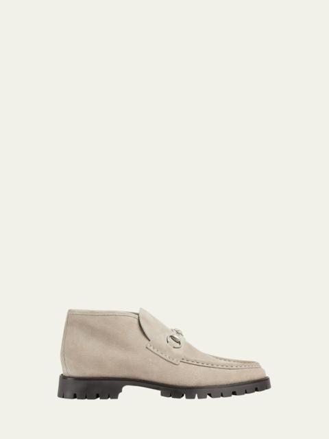 GUCCI Men's Sylke Suede Bit Lug-Sole Chukka Boots