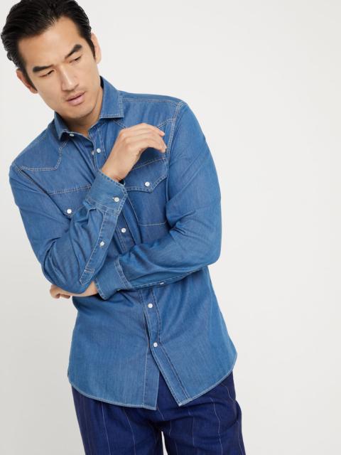 Lightweight denim easy fit western shirt