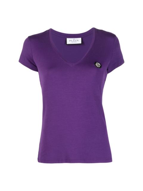 logo-patch V-neck T-shirt