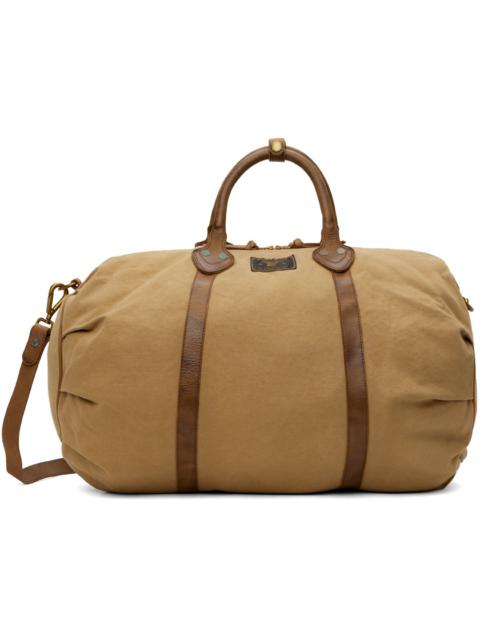 RRL by Ralph Lauren Beige Leather Trim Canvas Duffle Bag