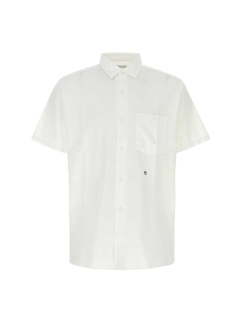 embroidered-logo button-up shirt