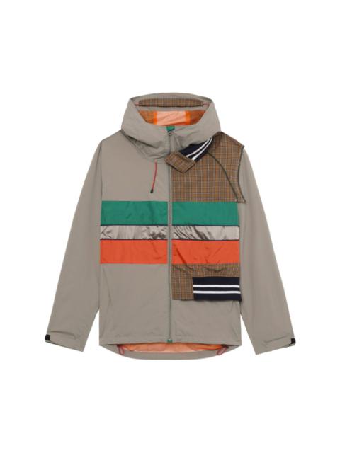 contrasting-panel hooded jacket