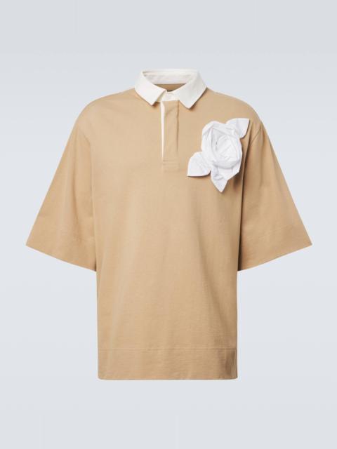 Simone Rocha Floral-appliqué cotton jersey polo shirt