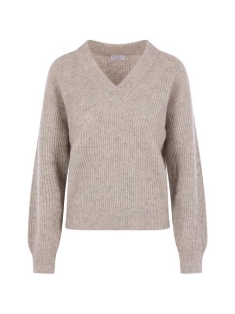 Brunello Cucinelli ribbed-knit V-neck sweater