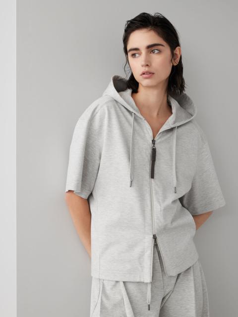 Brunello Cucinelli Couture interlock hooded sweatshirt with shiny zipper pull
