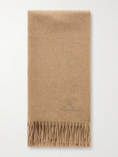 Loro Piana Grande Unita Embroidered Fringed Cashmere Scarf