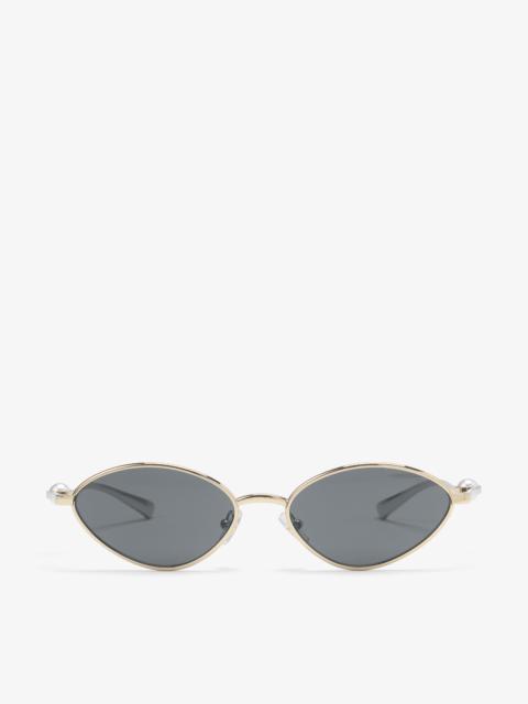 JIMMY CHOO Ina Pale Gold Metal Cat-Eye Sunglasses with Grey Lenses
