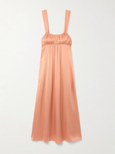 Chloé Gathered Silk-satin Midi Dress