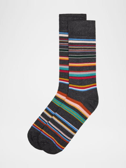 Paul Smith Men's Marek Color-Block Cotton Crew Socks