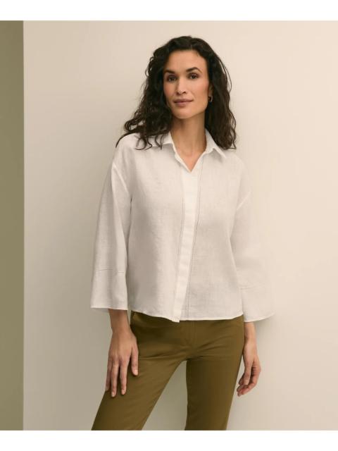 Brooks Brothers Linen Relaxed Bell-Sleeve Cropped Shirt
