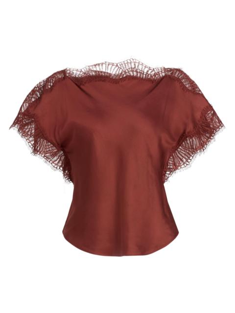 A.L.C. A. L.C. Women's Luna Lace-Trim Satin Top - Sandalwood