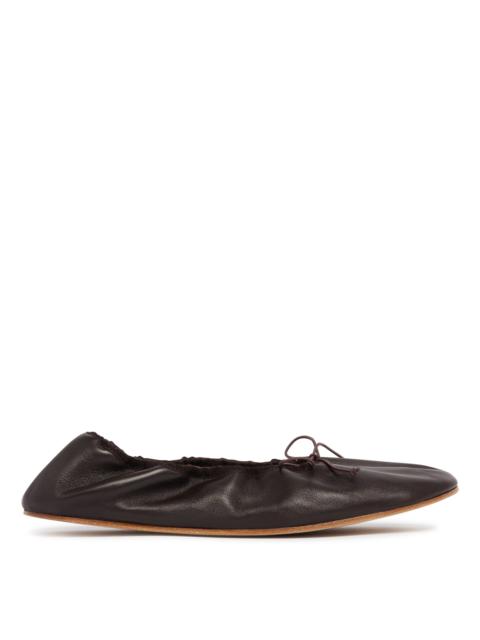 The Row Brown Rounded Leather Ballet Flats