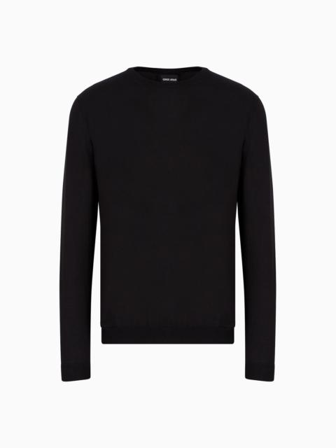 GIORGIO ARMANI Long-sleeved, crew-neck jumper in silk and cotton