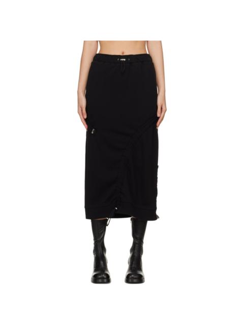 lesugiatelier Black Shirring Midi Skirt