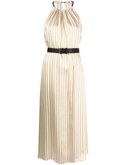 Brunello Cucinelli halterneck striped midi dress