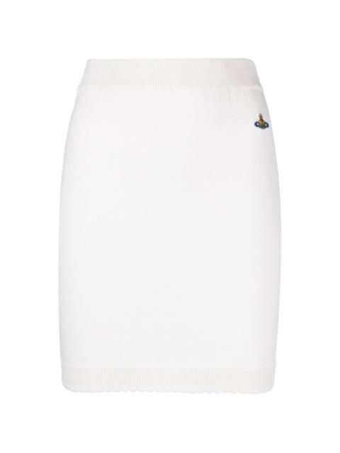 Orb-embroidery stretch-waist knitted-skirt