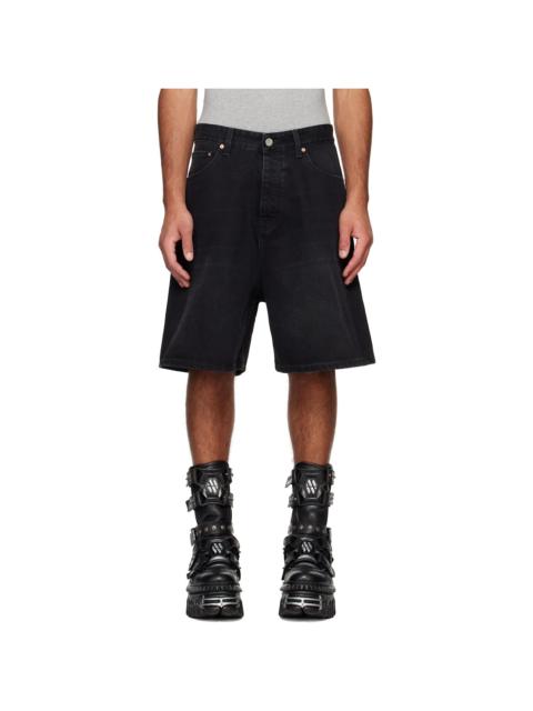 VETEMENTS Black Button-Fly Denim Shorts