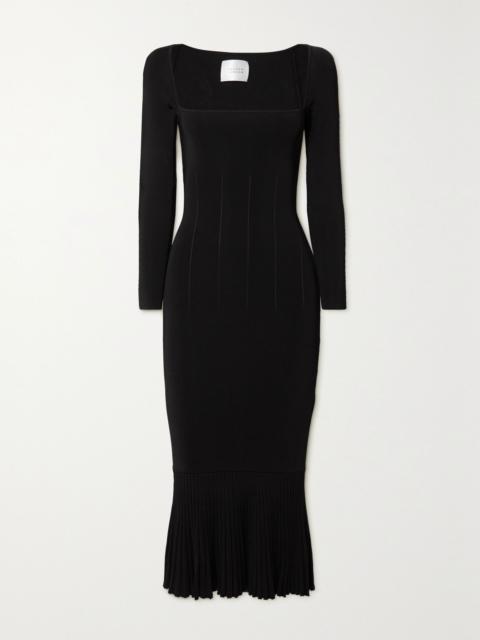 GALVAN Atalanta ribbed-knit midi dress Black