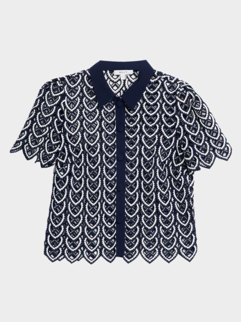 MILLY Addison Collared Lace Top