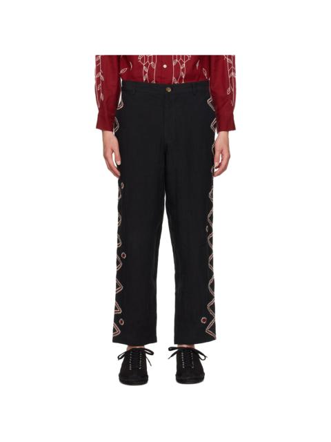 HARAGO Black Embroidered Trosuers