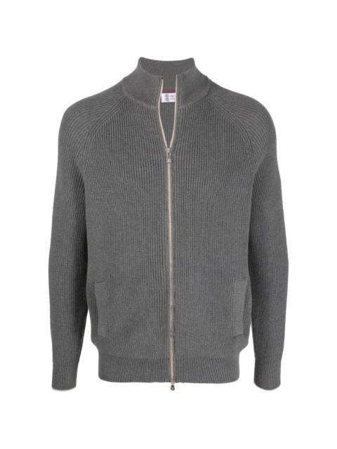 zip-up cotton cardigan