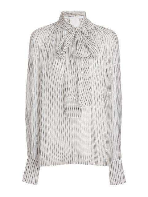 Givenchy Tie-Neck Silk Chiffon Top ivory