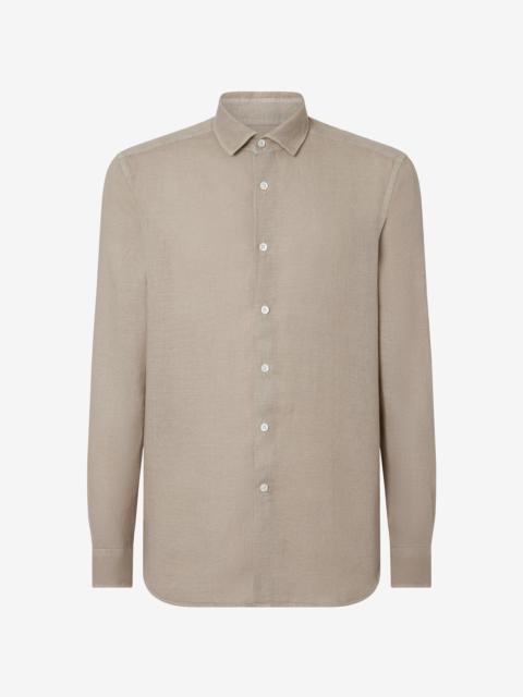 CORNELIANI Beige pure linen shirt