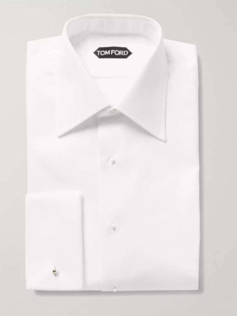 White Slim-Fit Bib-Front Double-Cuff Cotton Tuxedo Shirt