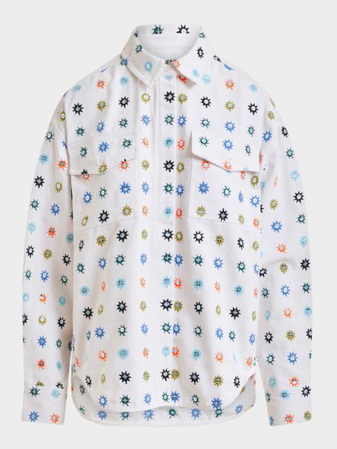 ESSENTIEL ANTWERP Ihelican Mirror Embroidered Button-Front Shirt