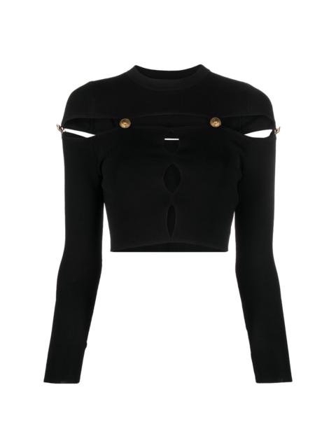 VERSACE JEANS COUTURE cut-out ribbed-knit cropped top