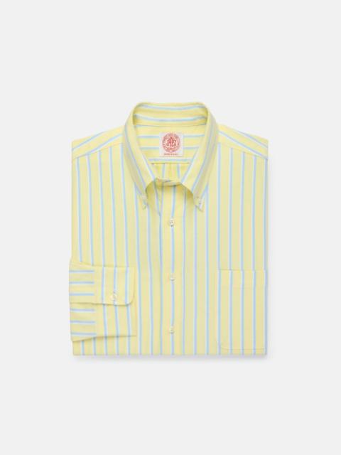 J. PRESS MADE-IN-USA YELLOW, BLUE & WHITE STRIPE OXFORD CLOTH SPORT SHIRT - CLASSIC FIT