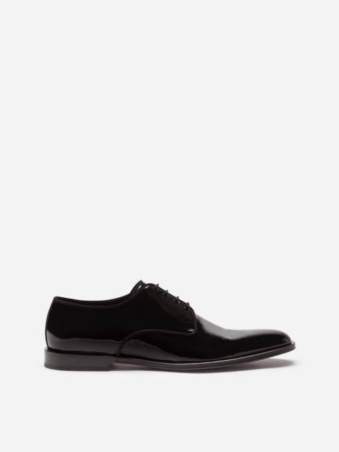 Glossy patent leather derby shoes