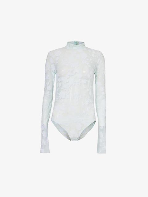 Givenchy Floral-pattern high-neck mesh body