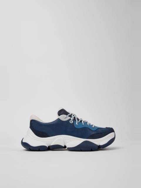 CAMPER Twins Blue and Gray Leather Sneakers for Women.