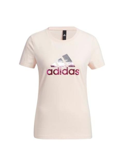adidas (WMNS) adidas Fi Tee Foil Casual Sports Round Neck Short Sleeve Pink Tin T-Shirt GP0684
