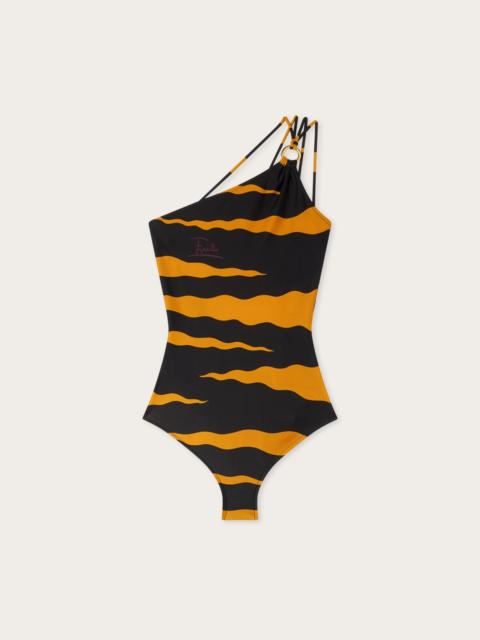 PUCCI FIAMME PRINT ONE SHOULDER SWIMSUIT