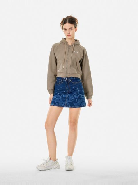 EVISU SEGULL PRINT CROPPED ZIP-UP SWEATSHIRT