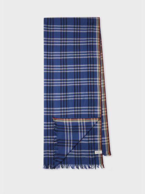 Paul Smith Blue 'Signature Stripe' Check Scarf
