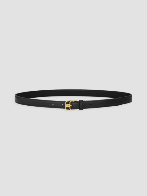SAINT LAURENT Women's Cassandre Double-Buckle Thin Belt in Smooth Leather - Black